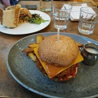 my vegburger superspicy ! YUMMY😜 at Balans Bistro in Bratislava