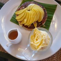Mango pancake and homemade vanilla ice-cream at Reform Kafe in Chiang Mai