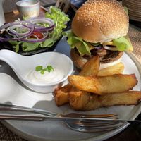 Mushroom cheese burger, 240 baht  at Reform Kafe in Chiang Mai