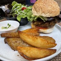 Khao soi burger, 210 baht  at Reform Kafe in Chiang Mai