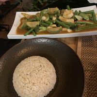 Red curry with rice  at Reform Kafe in Chiang Mai