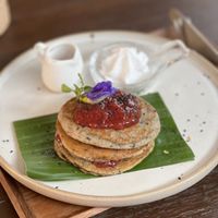 Gluten free black sesame pancakes  at Reform Kafe in Chiang Mai