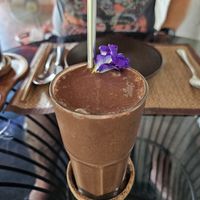Banana and chocolate shake with almond milk at Reform Kafe in Chiang Mai