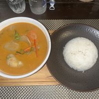 Massaman curry and rice  at Reform Kafe in Chiang Mai