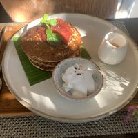 Black sesame pancakes   at Reform Kafe in Chiang Mai