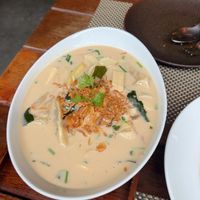 tom yum mushroom dumpling soup (with no spice)  at Reform Kafe in Chiang Mai
