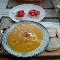 pumpkin soup and bruscetta  at Reform Kafe in Chiang Mai