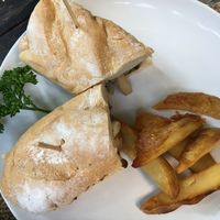 Mushroom Sub with Country Fries on the side - disappointed in the fries portion!! (For an extra 40 baht, not gr8) at Reform Kafe in Chiang Mai