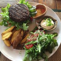 Mushroom burger  at Reform Kafe in Chiang Mai