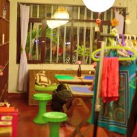 Inside, the eating room shares space with some nice handmade crafts at Corazon Verde in Trujillo