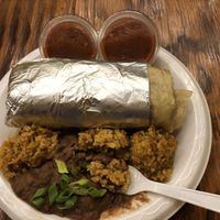Tofu burrito with vegan beans & rice at Island Taco in Koloa