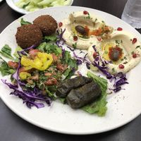 Yummy vegetable platter with cucumber instead of pita (GF)   at Cleo's Mediterranean Cuisine in New Orleans