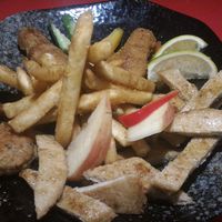 Vegetarian steak and fries at Jing Chuan Vegetarian Beer Bar in Taipei