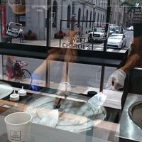 Vegan ice cream roll up preparation.  at Sweet Charlie's in Philadelphia