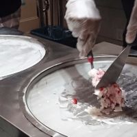 Vegan roll up ice cream in making.  at Sweet Charlie's in Philadelphia