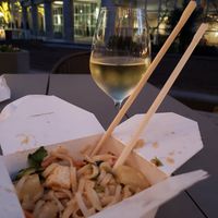 Red Coconut Curry (To go...wine not served there!) at honeygrow - 16th St in Philadelphia