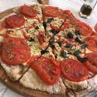 pizza (with cheese) at La Devota in Santiago