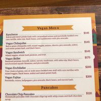Vegan menu  at Amparos in Cozumel