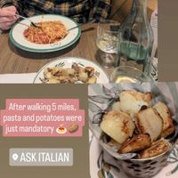 Pasta marinara and potatoes at ASK Italian in Edinburgh