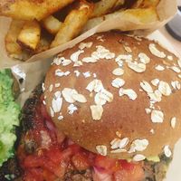 Veggie burger and fries at B.GOOD in Boston
