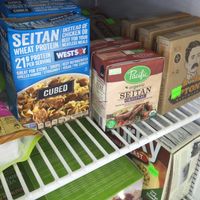 vegan noms in refrigerated section at At Nature's Door in Portage