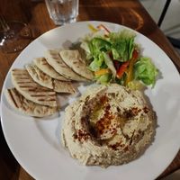Hummus and pita at Kokkos Cafe Bistro in Diani