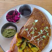 Vegan omelette from lentil flour at Depth N Green in Mysore