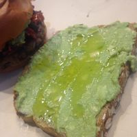 Avocado toast with ze'era oil at B.GOOD in Raleigh