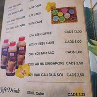 Drink menu  at Dai Bi Chay in Mississauga