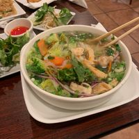 Vegan pho with fried tofu at Pho Kim Long in San Antonio