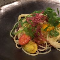 Pasta with cherry tomatoes and seaweed  at Vegetus in Kamakura