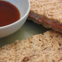 sandwich with mozzarella and ham vegan at Vegansuper and Snack Bar in Groningen