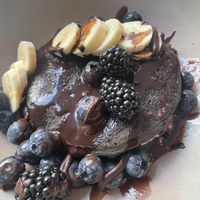 Pink panther pancakes (activated charcoal not burnt!)  at O'YO - Brabantdam in Ghent