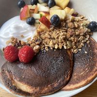 O’yo pancakes with coconut yoghurt  at O'YO - Brabantdam in Ghent