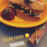 Amazing vegan portobello panini!  at Cafe Sol in Grand Junction