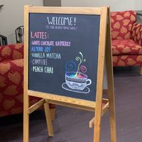 Latte flavor choices on 5/28 at The Black Crow Cafe in Elkhart