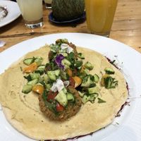 Falafel de Chochos con jugo de maracuya at Sofy Glocal Cuisine in Cuenca