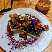 Vegan sandwich with a side of potatoes. at Sofy Glocal Cuisine in Cuenca