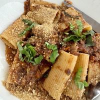 Mushroom pasta dish - good, but the vegan meal in Little Italy was better.  at George's at the Cove in La Jolla