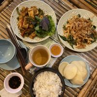 Rice, tofu and salad at Yen Nha Hang Chay & Yoga in Nha Trang