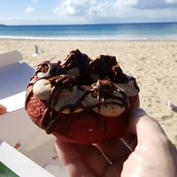 A delicious "Liam Hemsworthy" vegan doughnut! at Doughnut Time - Manly in Manly