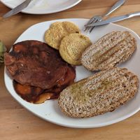 Veg egg and bacon ... 10€ ... Seriously?? at Bottega Vegana in Modena