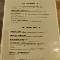 Menu at Bottega Vegana in Modena