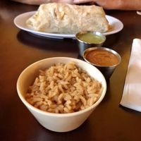 Side of rice and the best hot sauces!  at Pancho's Vegan Cantina in Las Vegas