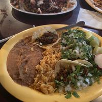 Beans, rice, and tacos  at Pancho's Vegan Cantina in Las Vegas