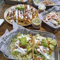Tacos and loaded fries at Pancho's Vegan Cantina in Las Vegas