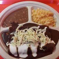 mole enchiladas combo plate at Pancho's Vegan Cantina in Las Vegas