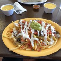 Supreme Fries Mushrooms and Burrito Friday!! It was delicious!!  at Pancho's Vegan Cantina in Las Vegas