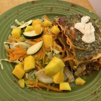 Lasagna and salad at Natural Spice in Panama City
