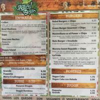 Menu at Natural Spice in Panama City